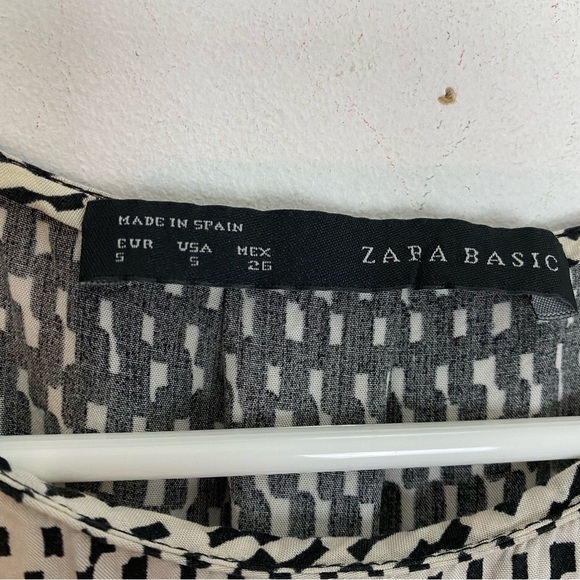 Zara Colorblock Dress Womens Size Small Sleeveless Black White Geometric Pockets - Picture 6 of 9